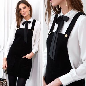 Sezane Jefferson Corduroy Jumper Dress in Black Size 34